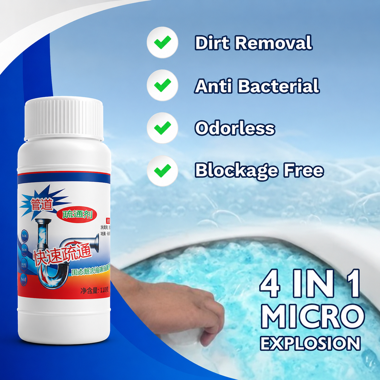 SANITIZO POWERFUL DRAIN & SINK CLEANER POWDER (PACK OF 4)
